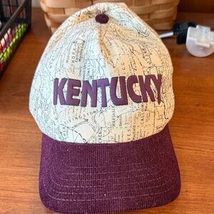 Kentucky Map Print Cap - Cream and Brown